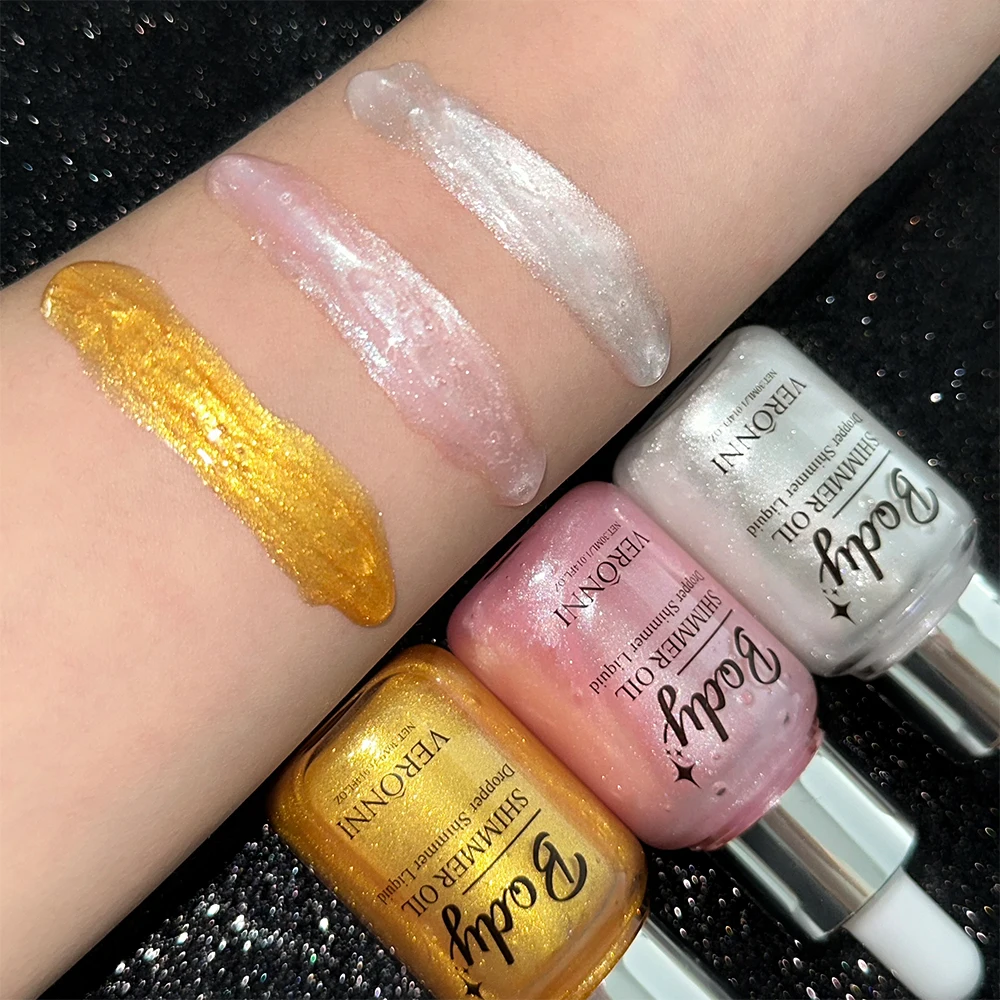 Flüssiger Körper-Highlighter, aufhellendes Gesichtskontur-Make-up, langlebiger, feuchtigkeitsspendender, schimmernder flüssiger Highlighter-Tropfen für Gesicht und Körper