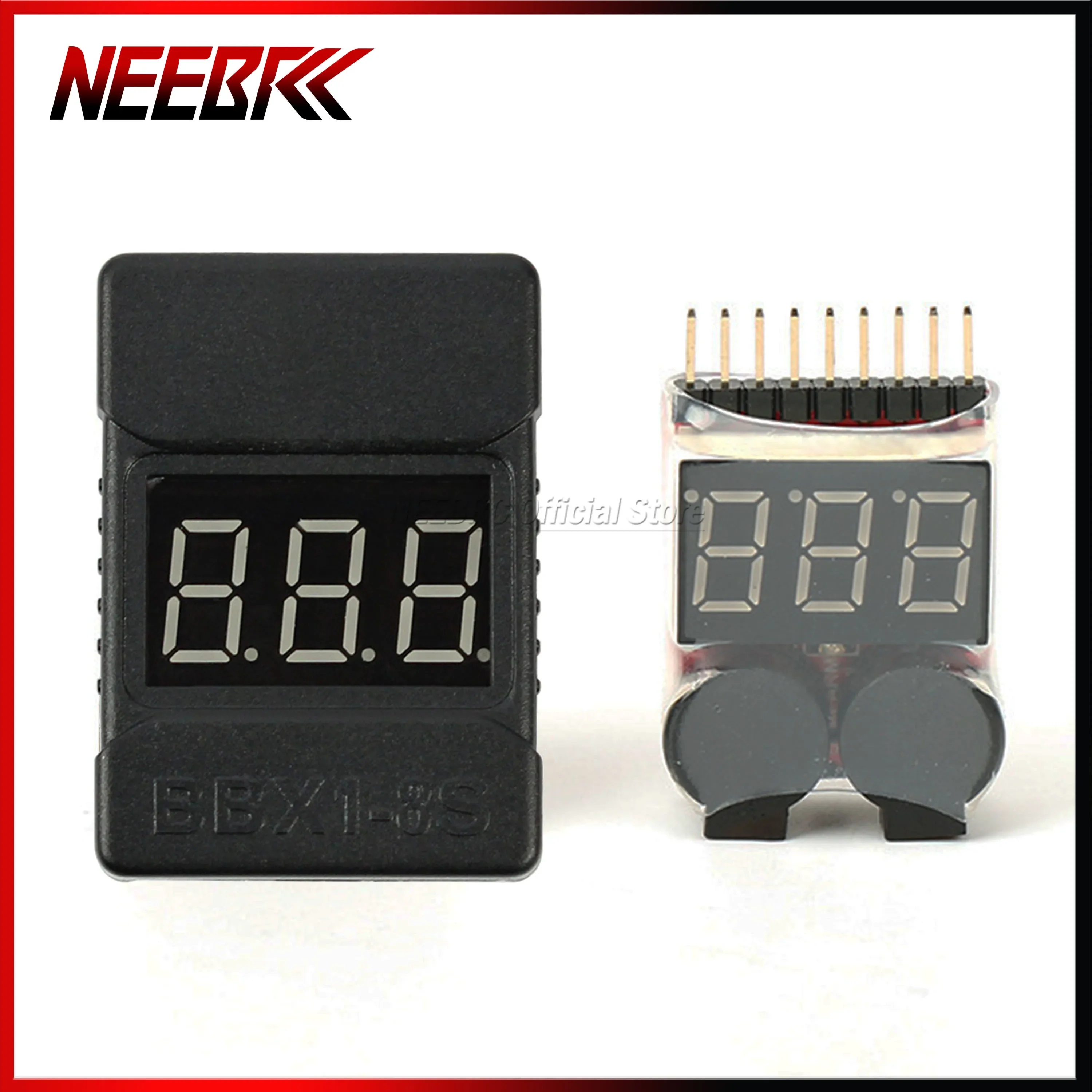 2 in 1 RC Battery Voltage Power Display Low Alarm Buzzer BX100 1-8S Meter Tester Monitor for Model Car Drone Aircraft Part Toy