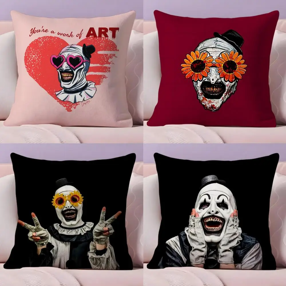Classic Movie T-Terrifier Pillow Case Short Plush Double-Sided Printing Home Machine Washable in Warm Winter Cushion Cover