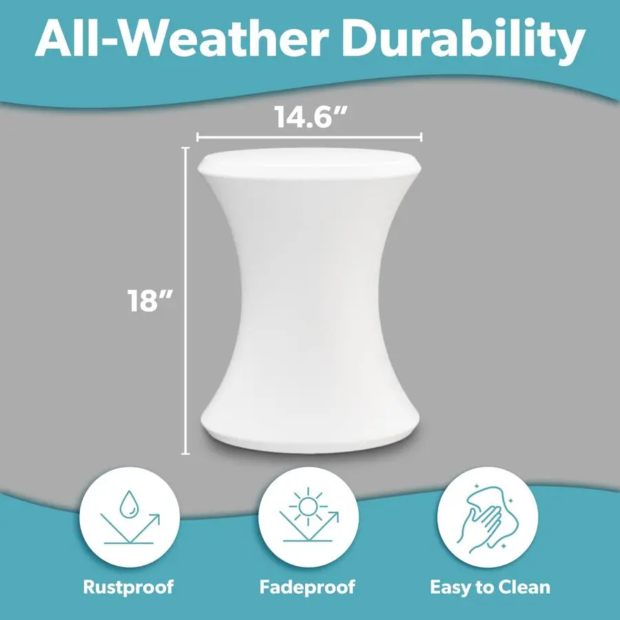 Nowoczesny stolik boczny do użytku na zewnątrz, stolik leżakujący do użytku wewnątrz basenu lub na patio, meble odporne na warunki atmosferyczne z półką na książkę, do użytku na słońcu, do 15 kg, biały