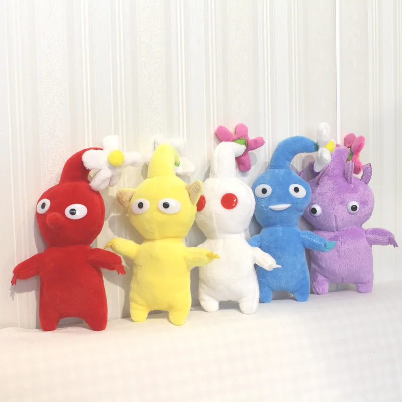 Set of 5pcs Pikmin Plush Toy Stuffed Animal Plant Yellow Flower Bud Leaves Cartoon Ice Olimar Soft Figure Gift for Kids Birthday