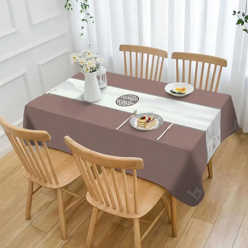 One polyester fabric tablecloth, a simple style multi-color floral print symmetrical pattern rectangular tablecloth.