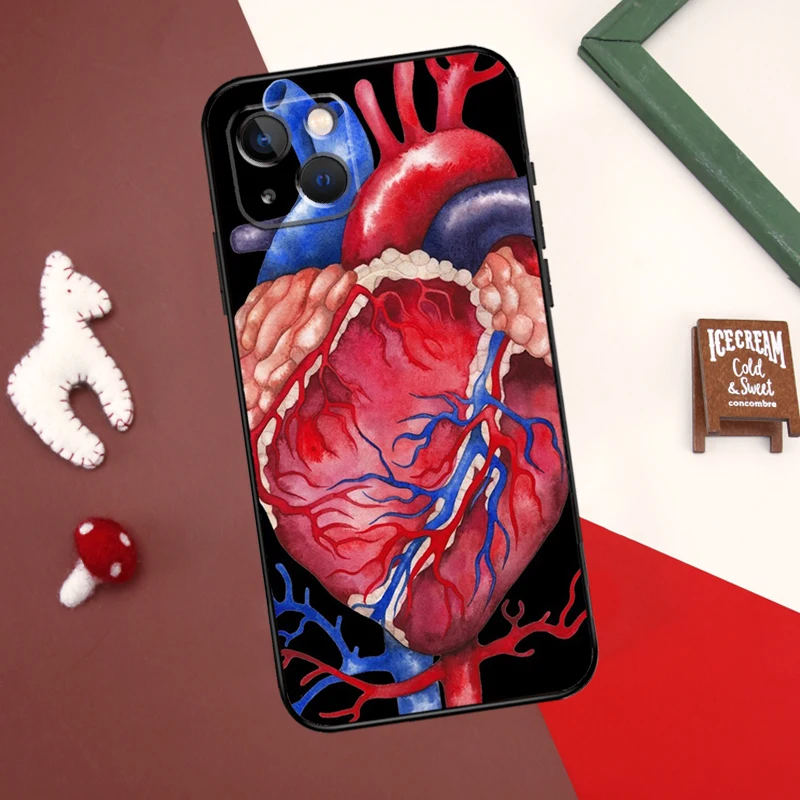 Medical Human Organs Heart Art Case For iPhone 16 13 12 14 15 Pro Max Mini Plus X XS MAX XR 11 14 15 Pro Max Cover Case