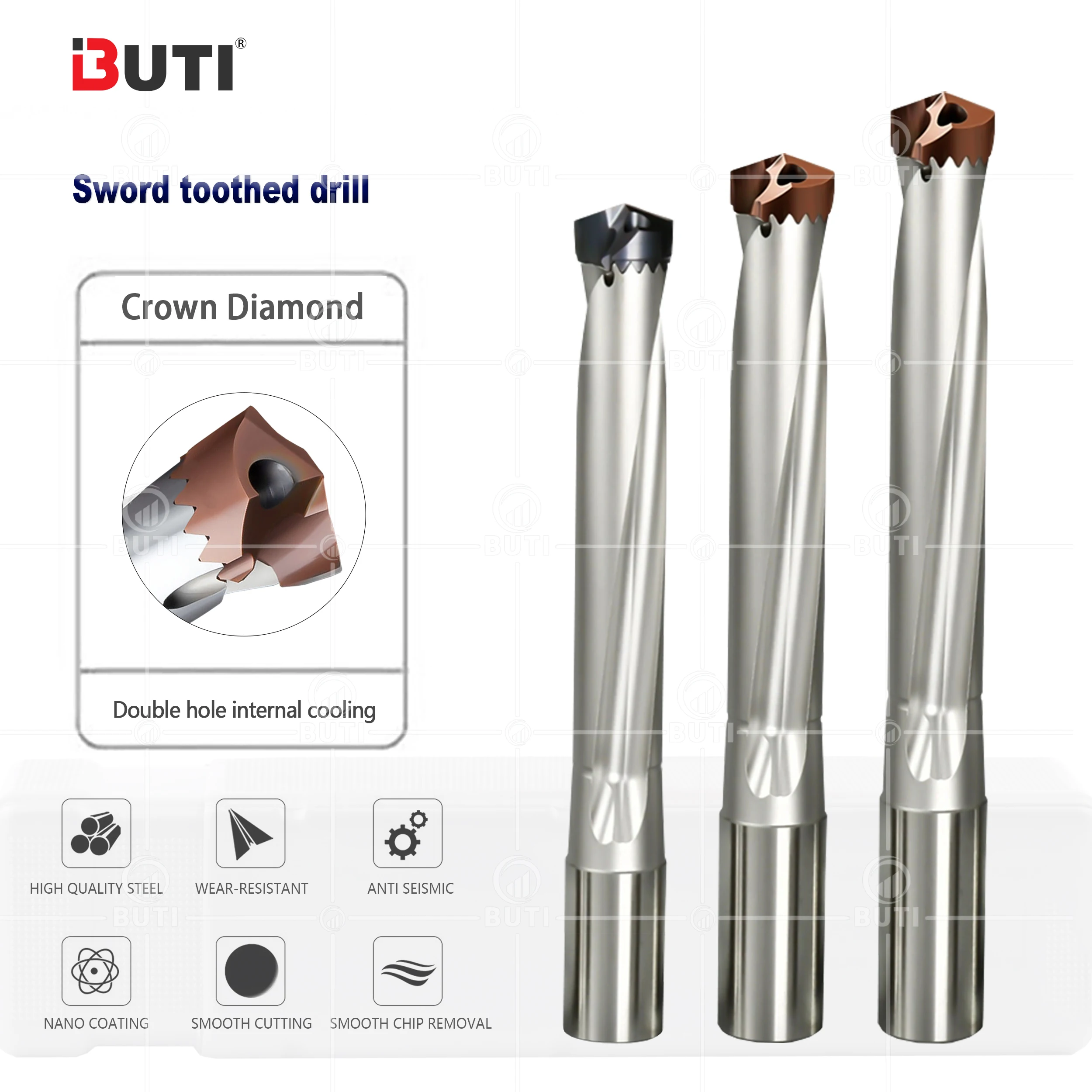 Crown Diamond Violent Drill Bit Extended Internal Cold Gun Drill Bit Stainless Steel Blade Teeth Drill 1.5 times 3 times 5 times