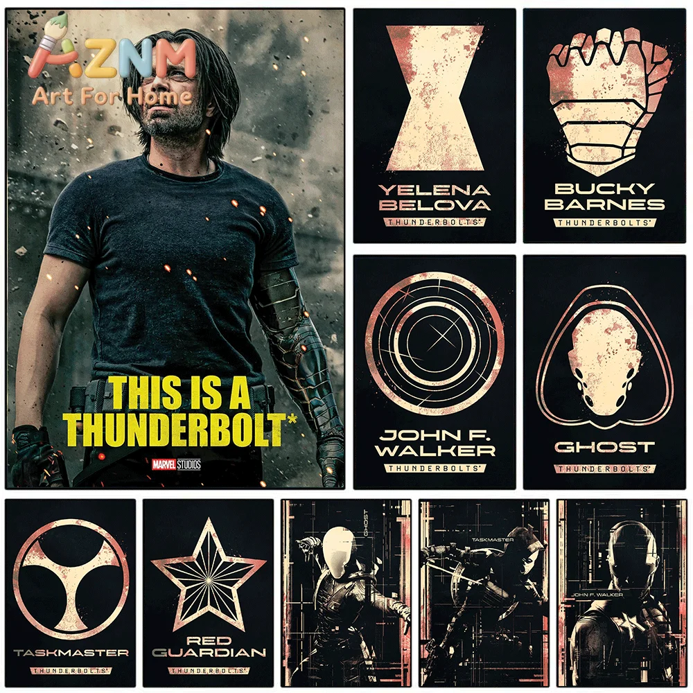 AZNM Thunderbolts Bucky Barnes Canvas Wall Art Unframed Print Home Bedroom Decor Poster Marvel Superhero Movie Fans Wall Decor