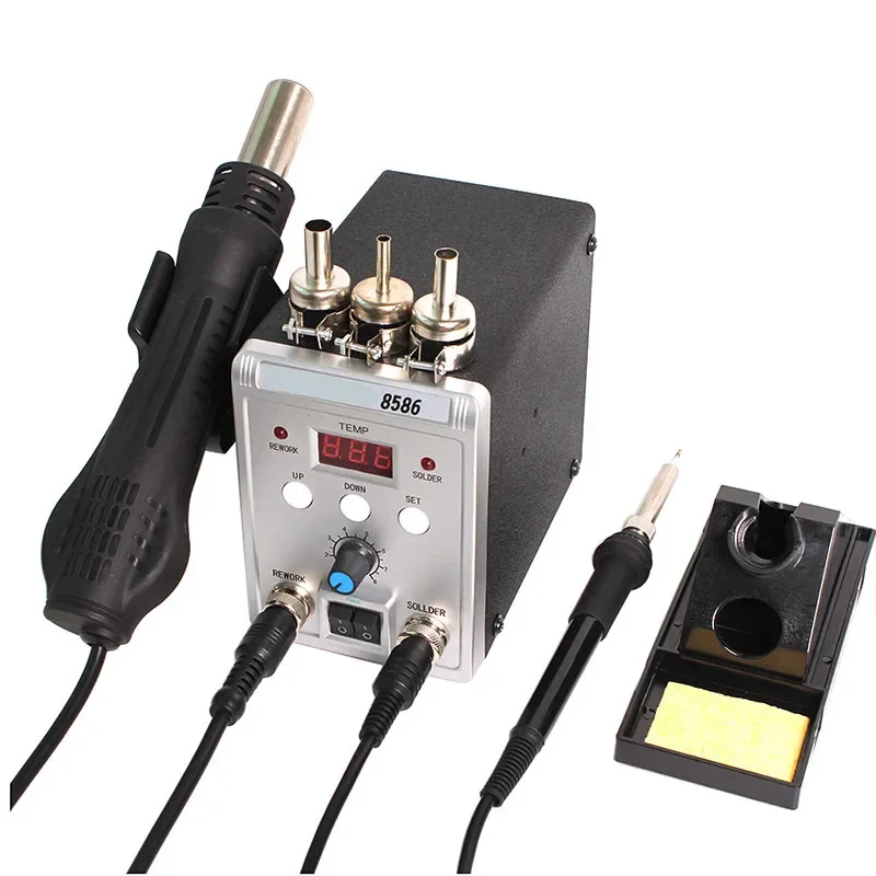 Model 8586 Soldering Iron Hot Air Gun 2-In-1 Hot Air Gun Soldering Station Desoldering Station Mobile Phone Repair