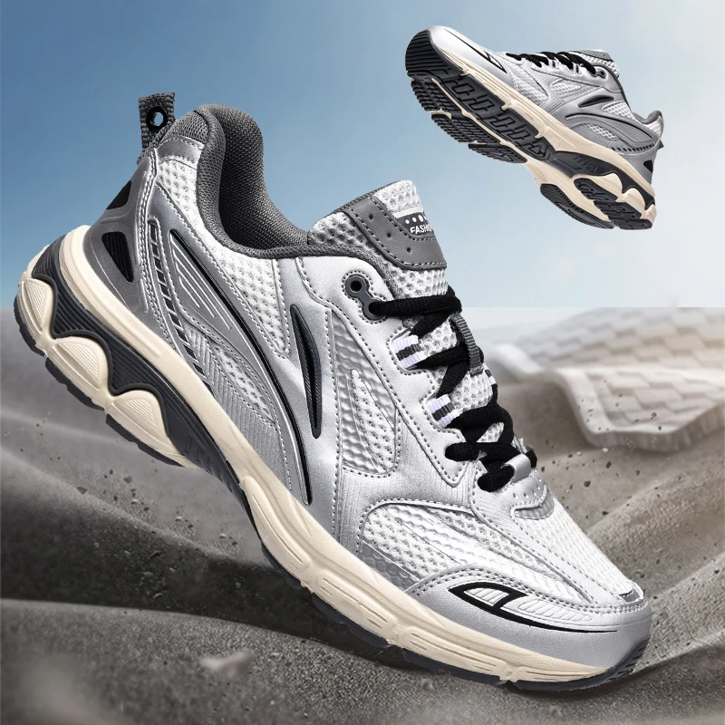 

Новые мужские кроссовки 2026 года: увеличенный размер, толстая подошва, нескользящие, износостойкие, дышащие, сетчатые, легкие, повседневные, для бега