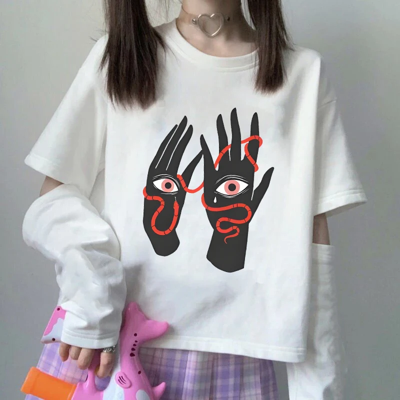 Harajuku Y2k Estetica Sottile Crop Top Americano Vintage High Street Casual T-shirt da donna 2000s Punk gotico Versatile Sexy Baby Tee