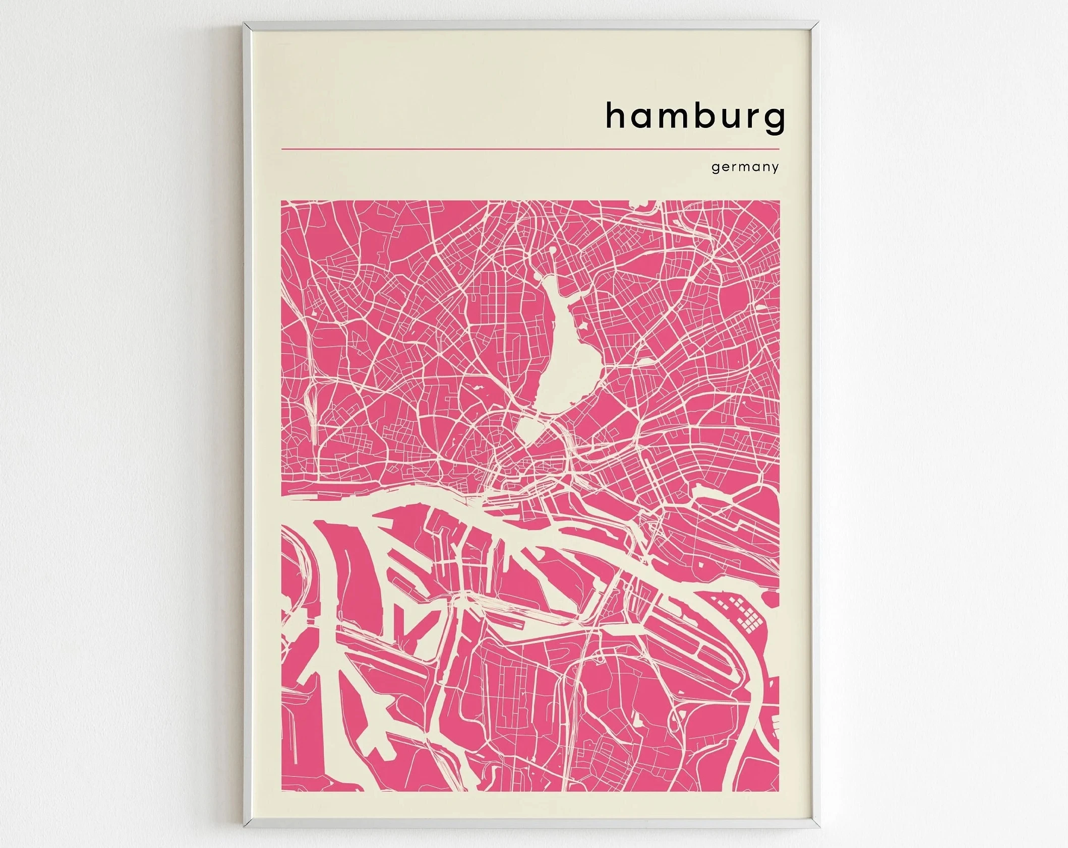 City Maps Posters and Prints Pink White Bangkok Hamburg Chicago San Francisco Tokyo Canvas Painting Dorm Office Home Decor