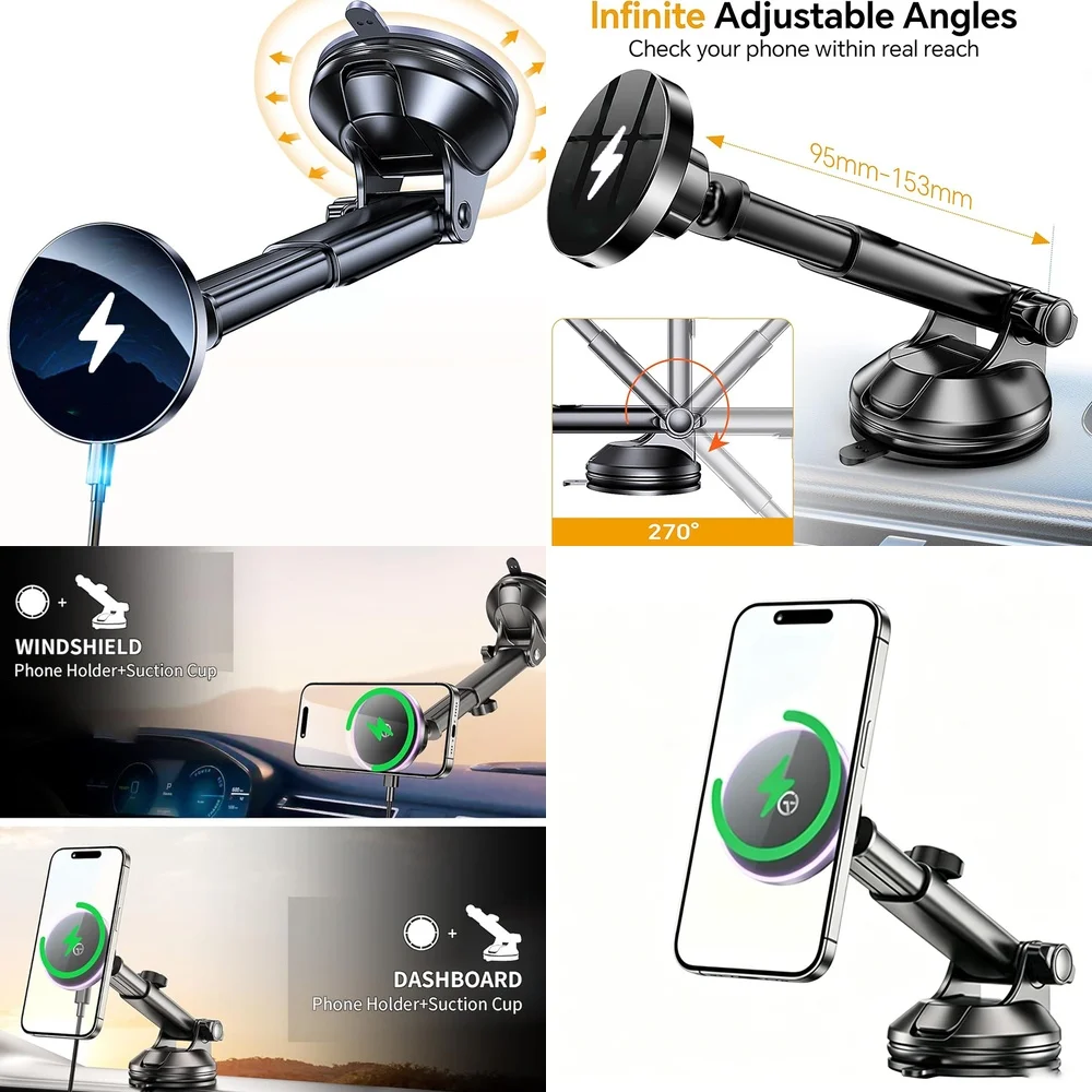 2026 New Electronic Accessories Magnetic Wireless Car Charger Windshield Car Phone Holder Chargers Adapters Trending Product