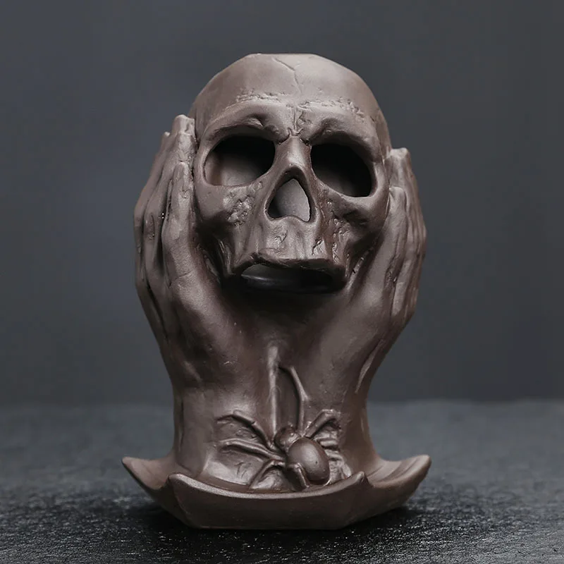 Purple Clay Backflow Incense Burner Craft Ornament Creative European and American Style Skull Backflow Incense Burner