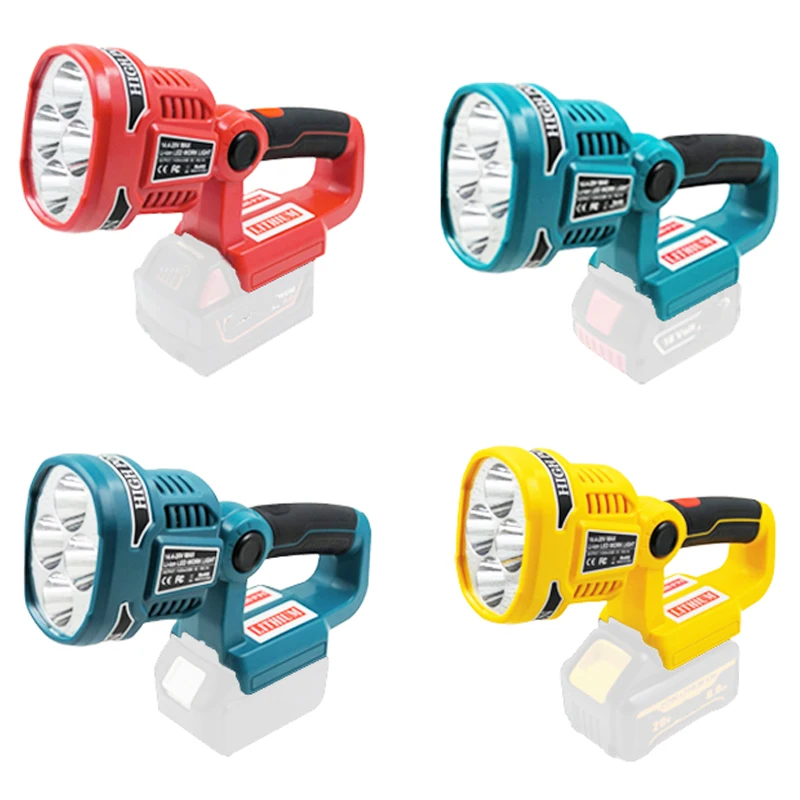 Spotlight Led Waarschuwing Licht Werk Lamp Zaklamp Zaklamp Hand Lantaarn Voor Makita Voor Dewalt Voor Bosch Voor Milwaukee Li-Ion Batterij