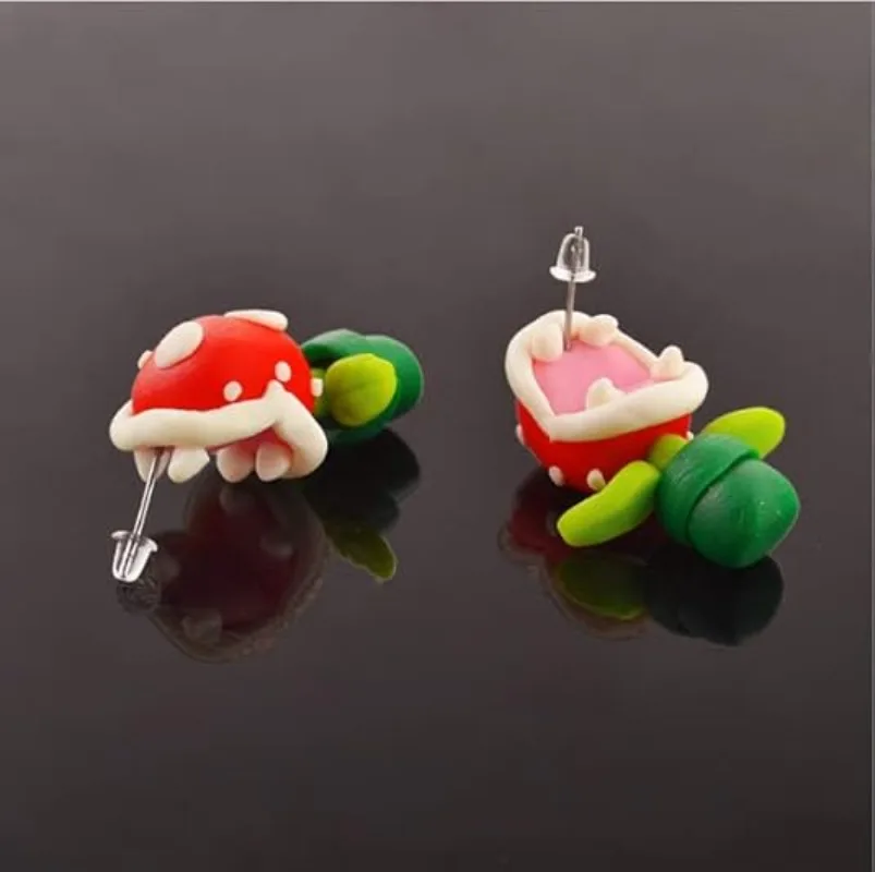 Super Mario Earrings Piranha Plant Funny Anime Creative Game Dangle Jewelry Women Girls Fashion Cute Cartoon Charms Earrings view 6