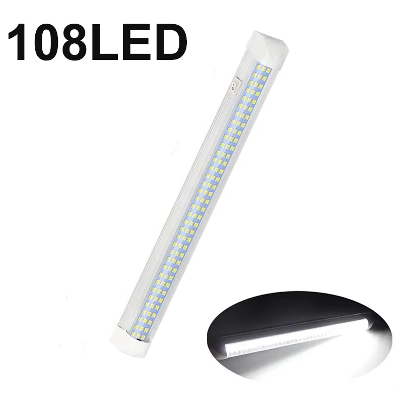 108LED Car Interior Led Light Bar With ON/OFF Switch 12V 24V Trunk Lamp For Lorry Truck Camper Boat RV Car Interior Dome Light