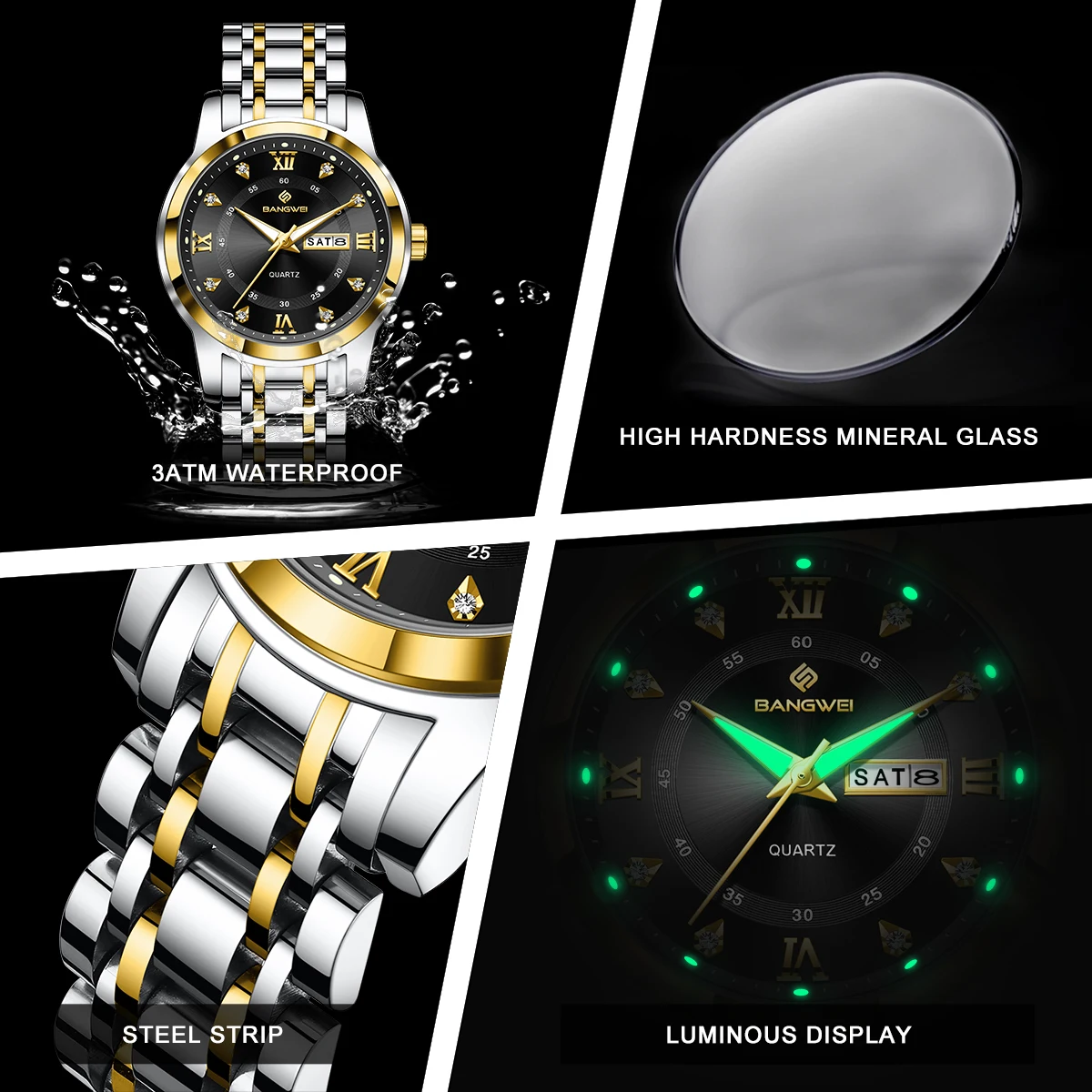 LIGE Fashion Couple Watches Luxury Waterproof Luminous Chronograph Man Wristwatch Stainless Steel Men Quartz Watch Montre Homme
