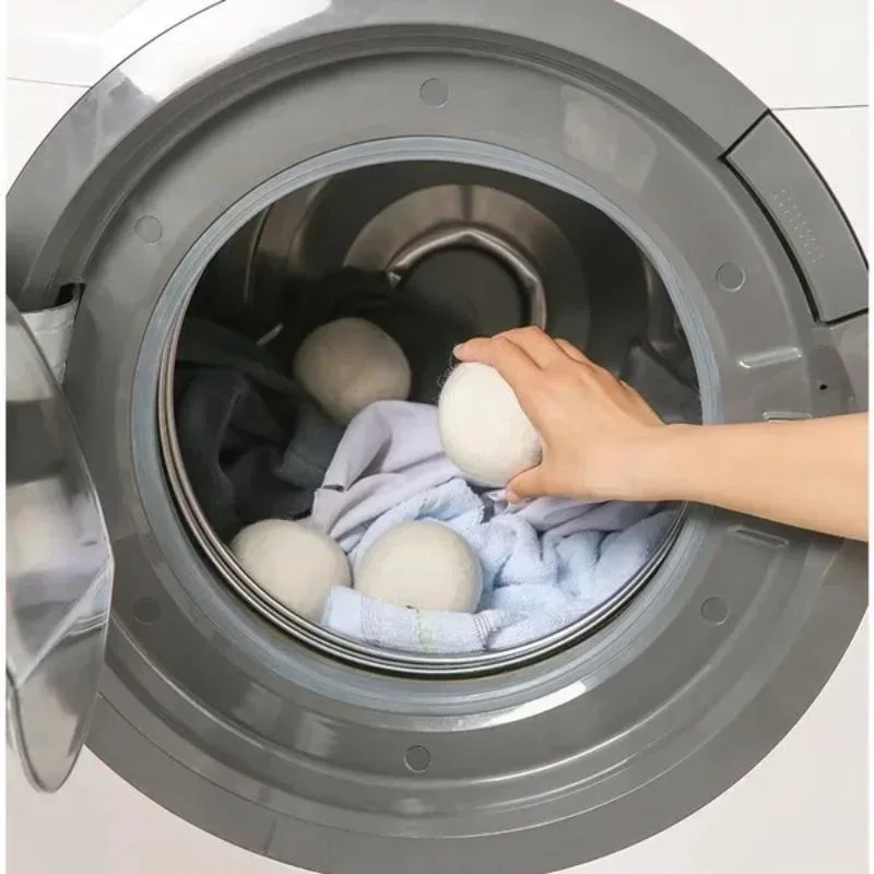 8Pcs 6cm Reusable Wool Dryer Balls Natural Fabric Softener Household Clothes Dryer Washer Anti-winding Cleaning Tools 