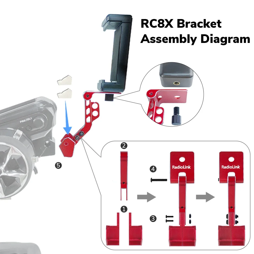 Radiolink RC8X Holder Mount 5.8G FPV Monitor Screen Phone Bracket CNC Aluminum Alloy RC Device for Remote Controller RC8X