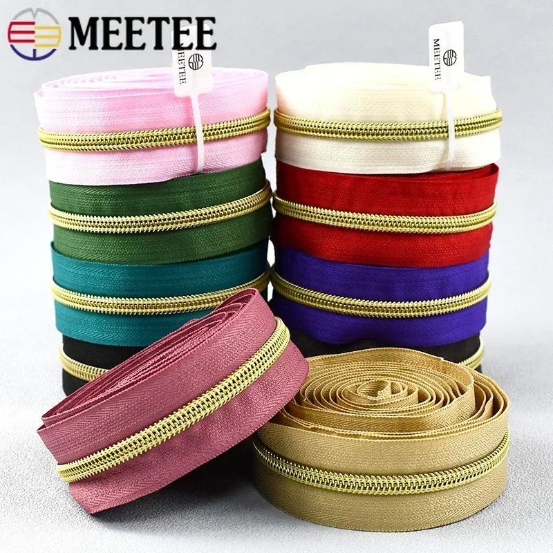 

5-30Meters Meetee 5# Nylon Zipper Tapes Decoration Continuous Zip Roll Bag Garment Sewing Cabbage Zips Coil Repair Kit Accessory