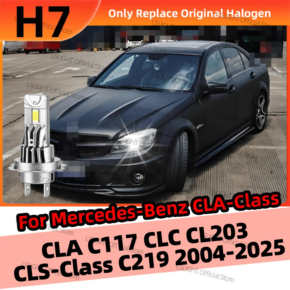 2x LED Headlight 30000LM Wireless H7 Lamp Bulb For Mercedes-Benz CLA C117 2013-2025 CLC CL203 2008-2011 CLS-Class C219 2004-2011