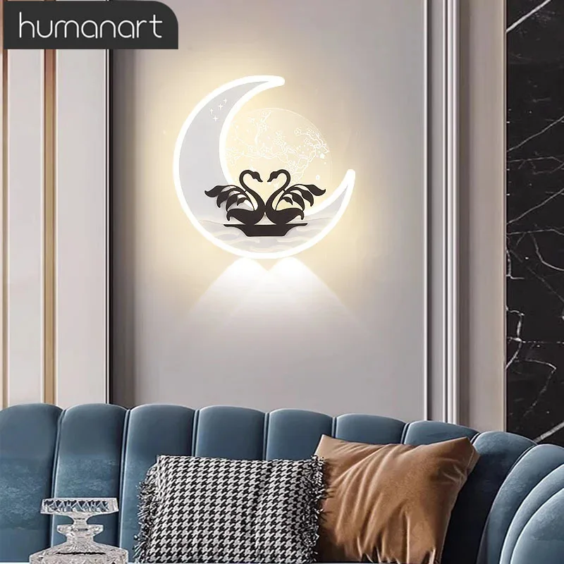 

Romantic Wall Lamp Modern Simple Wall Lamp For Living Room Children Room Decoration Staircase White Black Lights Home Decor