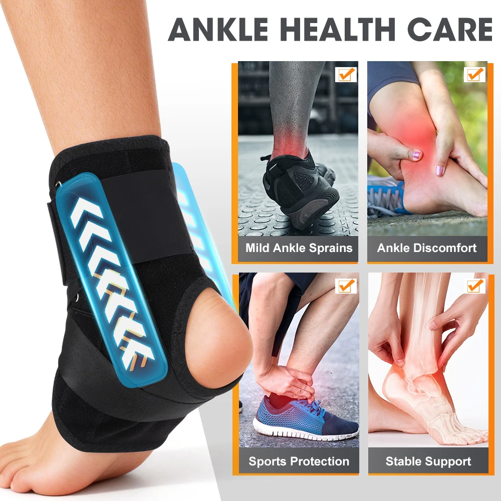 360 °   Fußschutzbandage, Fuß- und Knöchelstütze bei Arthritis, Sehnenentzündung, Verstauchungen mit Seitenstabilisatoren für Frauen und Männer