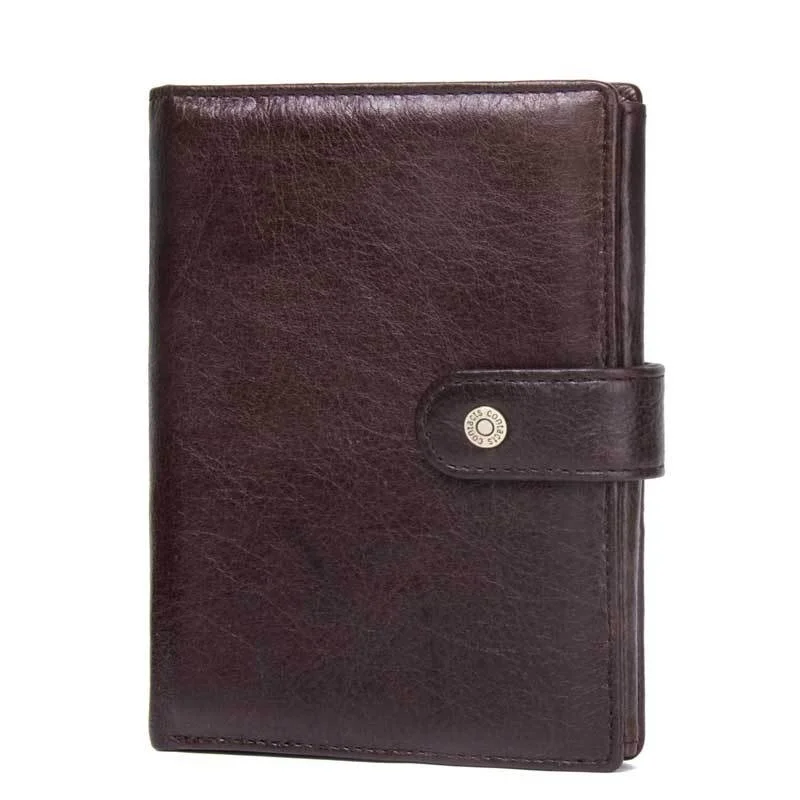 2022 New Fashion Cowhide Men\'s Passport Bag Multi-function Buckle Document Holder Leather genuine mens Wallet Free Shipping