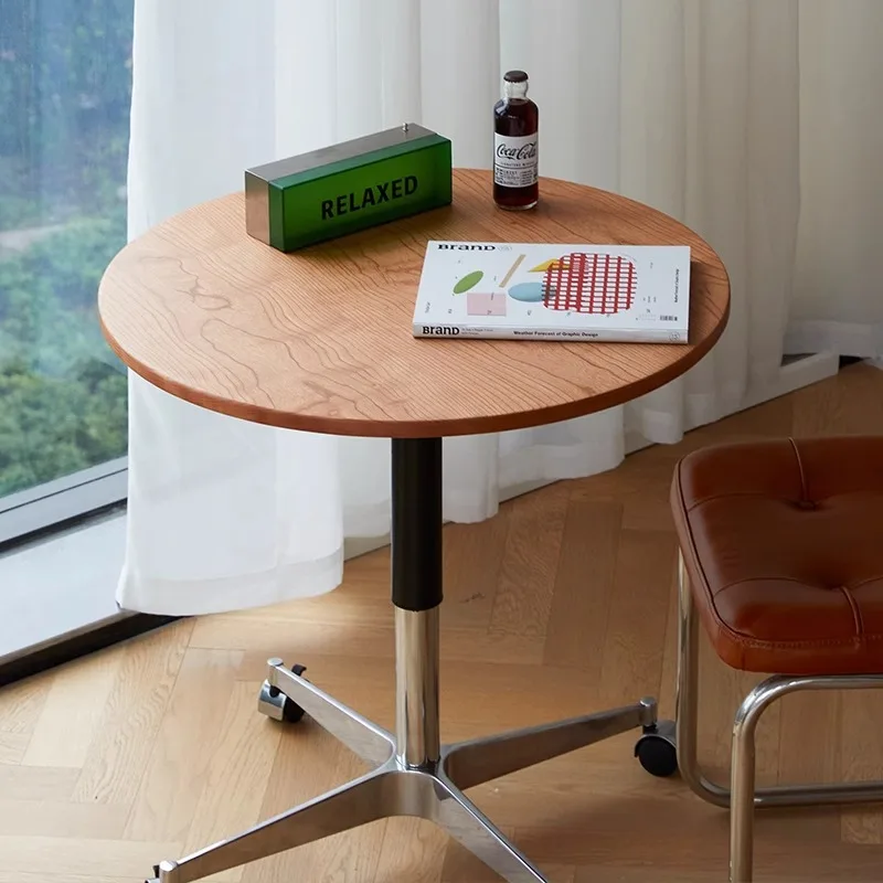 

Customizable solid wood small round table household living room coffee table cherry wood