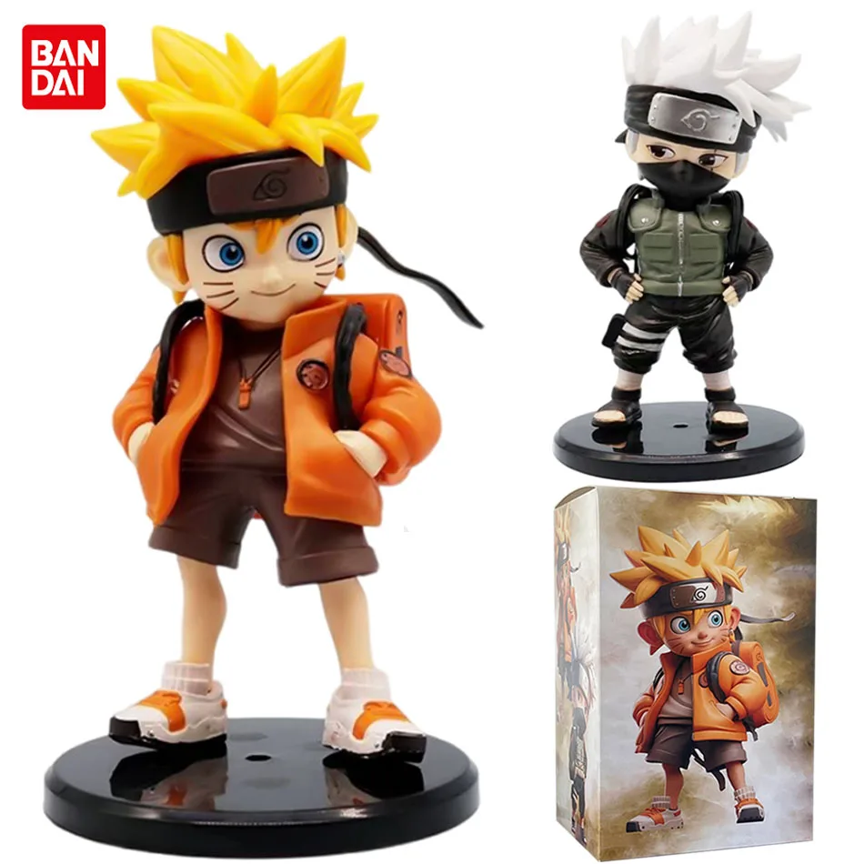 15cm Naruto Figure Anime Uzumaki Naruto Kakashi Cute Toys Q PVC Model backpack series children birthday Christmas gift