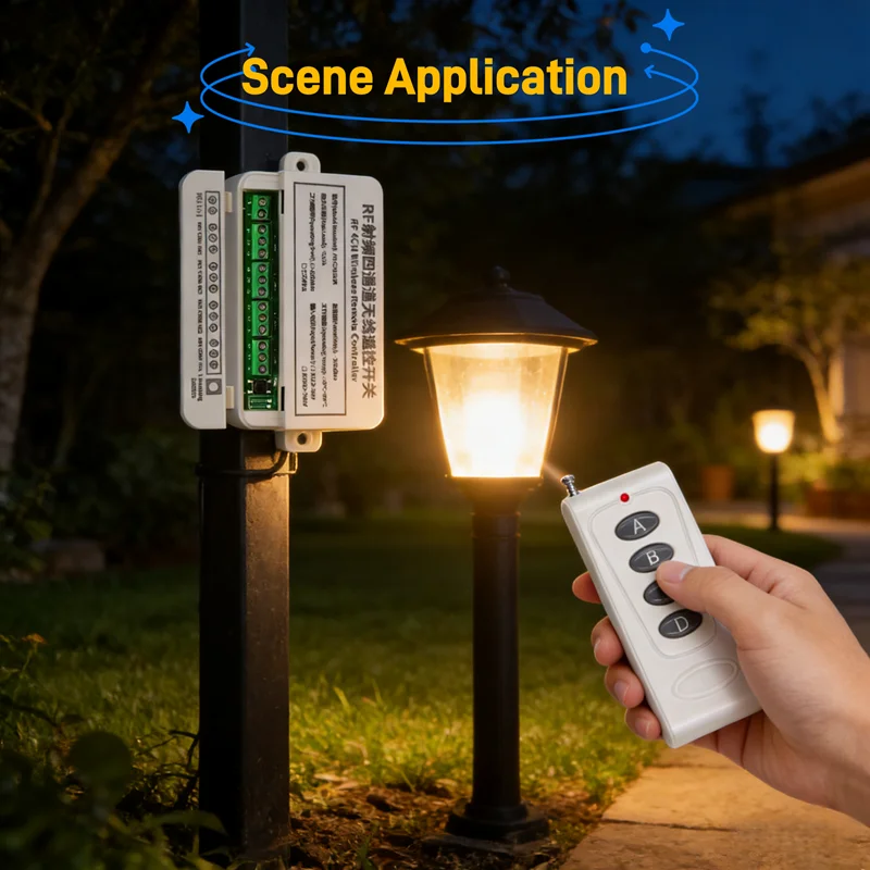

RF Wireless Control 4-Channel Receiver for Motors Lighting Electric Awning Elevator Equipment Wide Voltage DC 12V 24V 36V