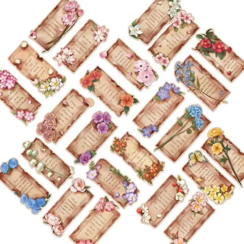 30PCS Vintage Flowers Bookmarks Aesthetic Flower Painting Bookmarks Paper Card Marking Bookmarks Book Lovers Page Markers Clip