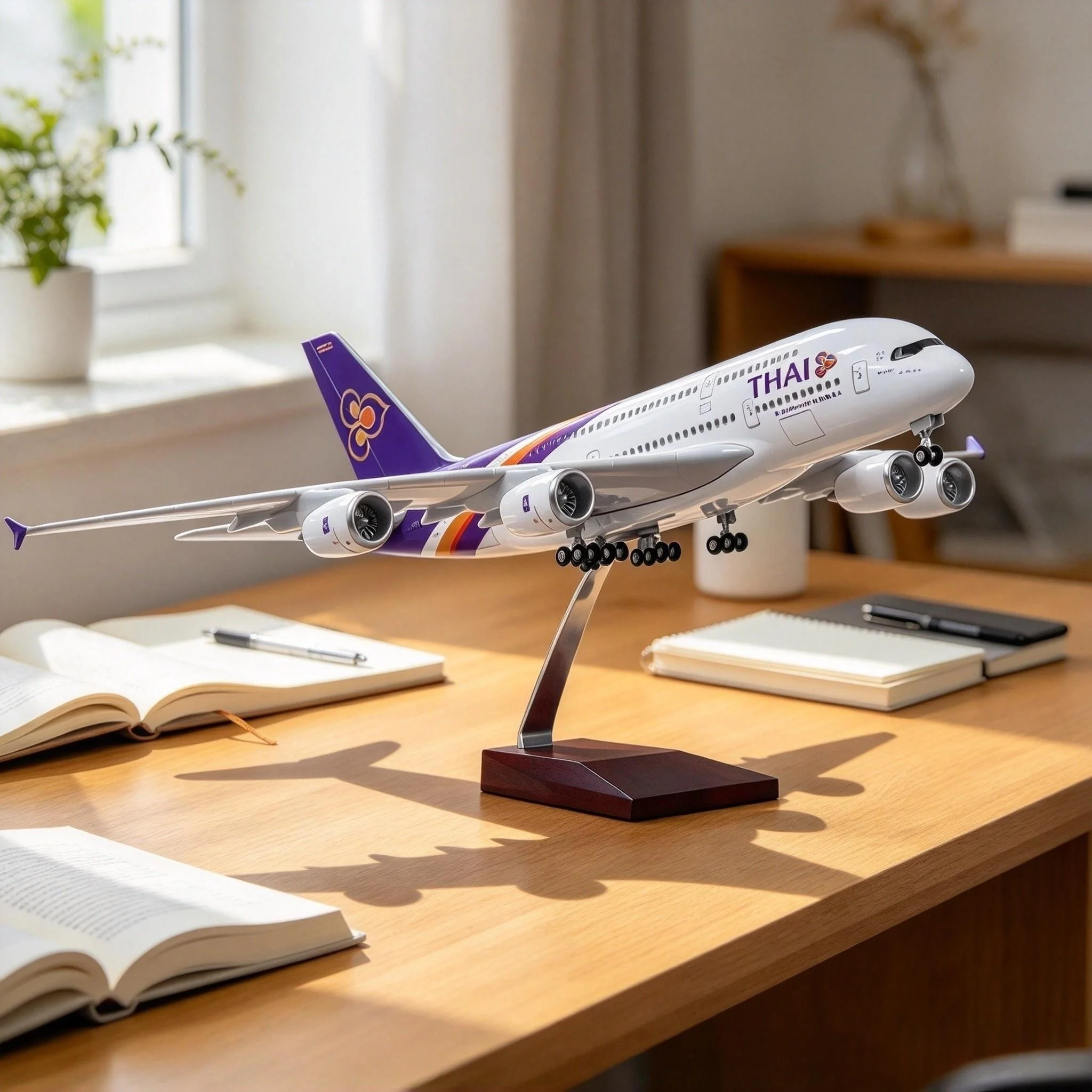 46cm Scale Airplanes Thai Airways A380 Air-bus Resin Aircraft Model Aviation Ornament Souvenir Model Airplane Collection Gift