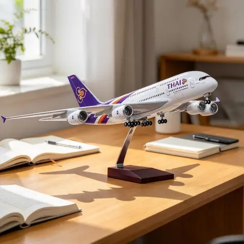 46cm Scale Airplanes Thai Airways A380 Air-bus Resin Aircraft Model Aviation Ornament Souvenir Model Airplane Collection Gift