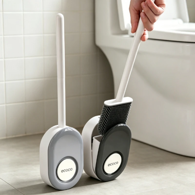 Toilet Brush Wall Mounted No Punching Toilet Cleaning Brush Soft Hair Silicone Long Handle Home Bathroom Suppli Bathtub Cleaning