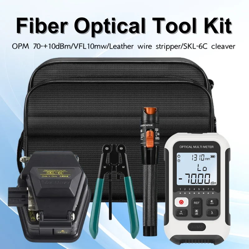 

Fiber Optical Tool Kit OPM -70~+10db Optic Power Meter SKL-6C Fiber Cleaver Visual Fault Locator 10mw VFL and Wire Stripper FTTH