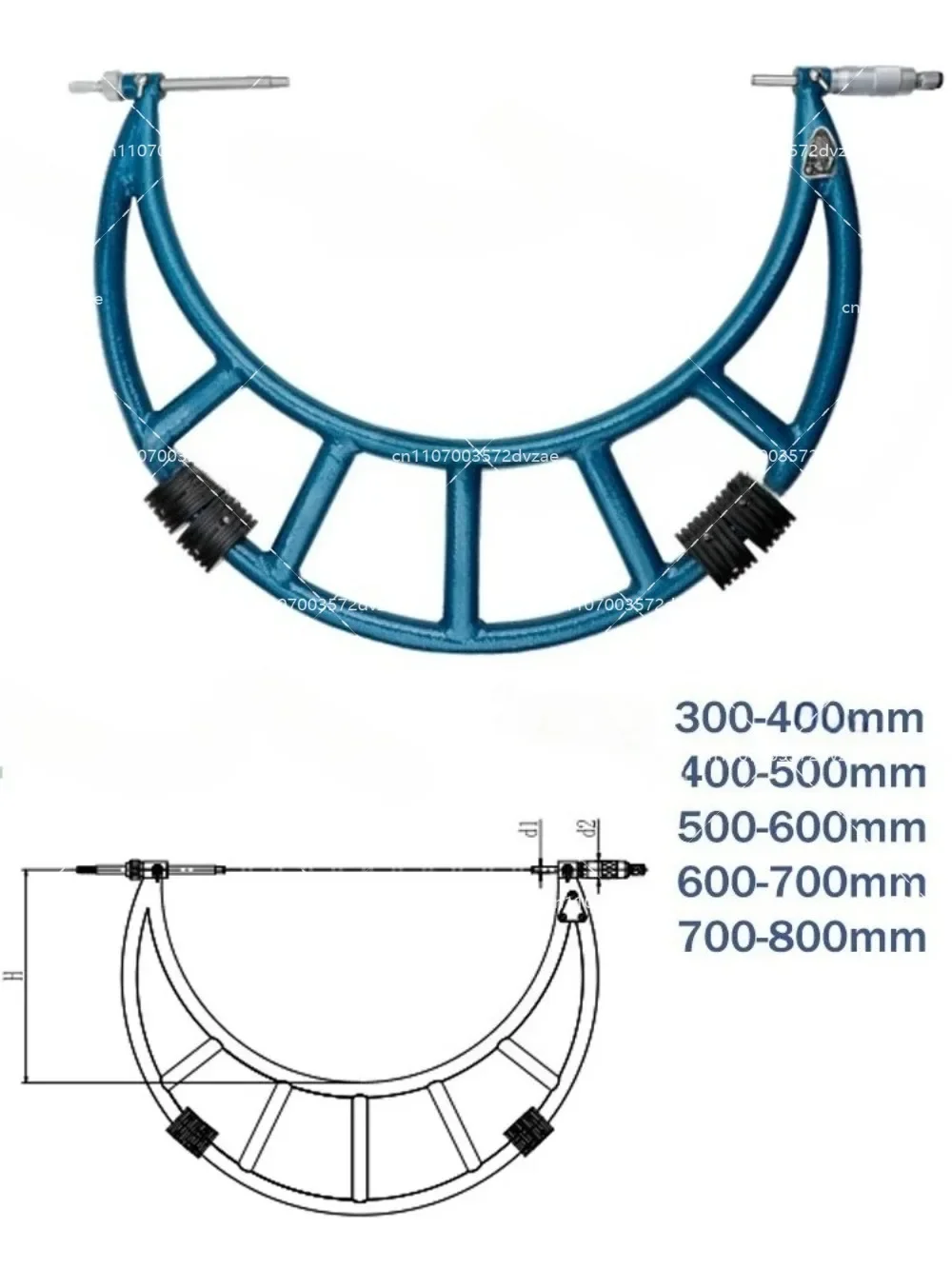 outside Micrometer 300-400mm/400-500mm/500-600mm with Interchangeable Anvils Precision Measurement Tool for Workshop