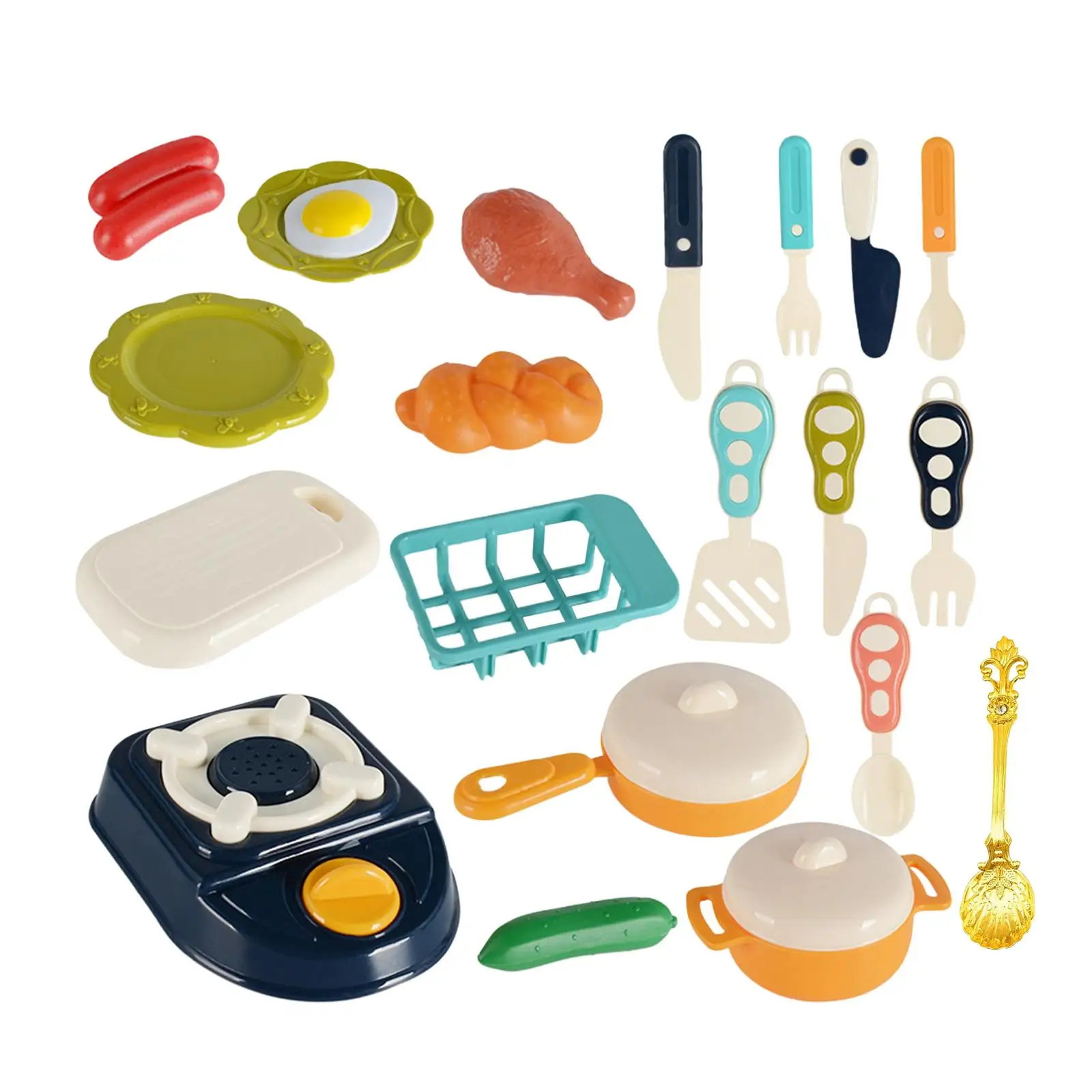 23Pcs Kitchen Play Food Toy Pretend Play Set for Boys Girls Accessories