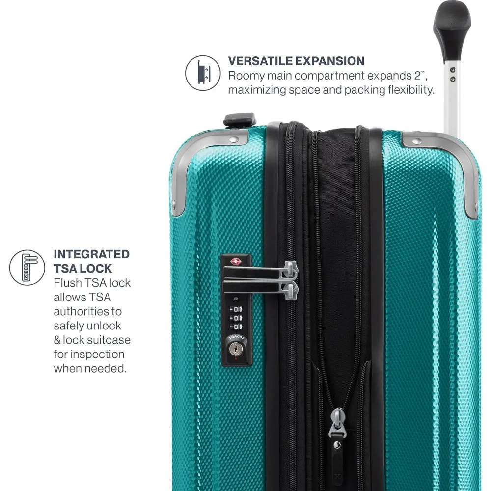 Lightweight Expandable Hard Shell Spinner Luggage, 8-Wheel, 21 Inch Carry-On Suitcase, Kayak-Inspired Design