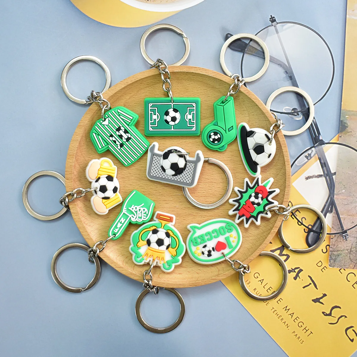 Mascot Keychain Cartoon Doll Soccer Ball Pendant Trendy Toy Commemorative Gift. Suitable for educational science DIY projects,