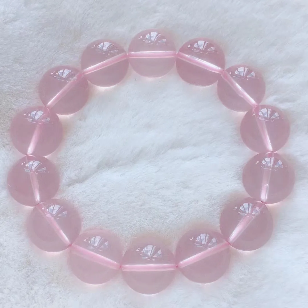 

16mm Natural Pink Rose Quartz Bracelet Jewelry For Woman Men Luck Beauty Healing Gift Star Light Crystal Beads Strands AAAAA