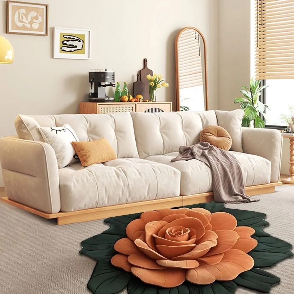 Special-shaped Flower Carpet Soft Absorbent Bathroom Floor Mat 60x60cm Non-slip Peony Floor Mat
