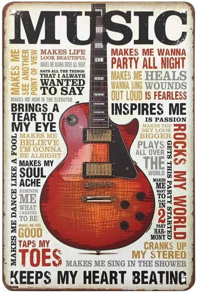 AOYEGO-letrero de estaño para guitarra musical, con frase de vida musical, carteles de hojalata de Metal Vintage para cafeterías, bares, pubs, tienda, decoración de pared, Retro divertido