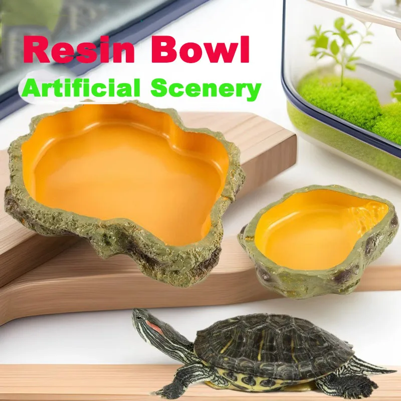 

Resin Imitation Rock Feeding Bowl Reptile Water Bowl Reptile and Amphibian Feeding Tray Artificial landscape Decoration