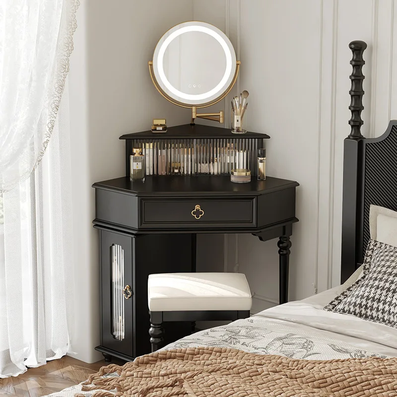 

Small solid wood corner dresser 60CM bedroom French retro style triangular makeup table