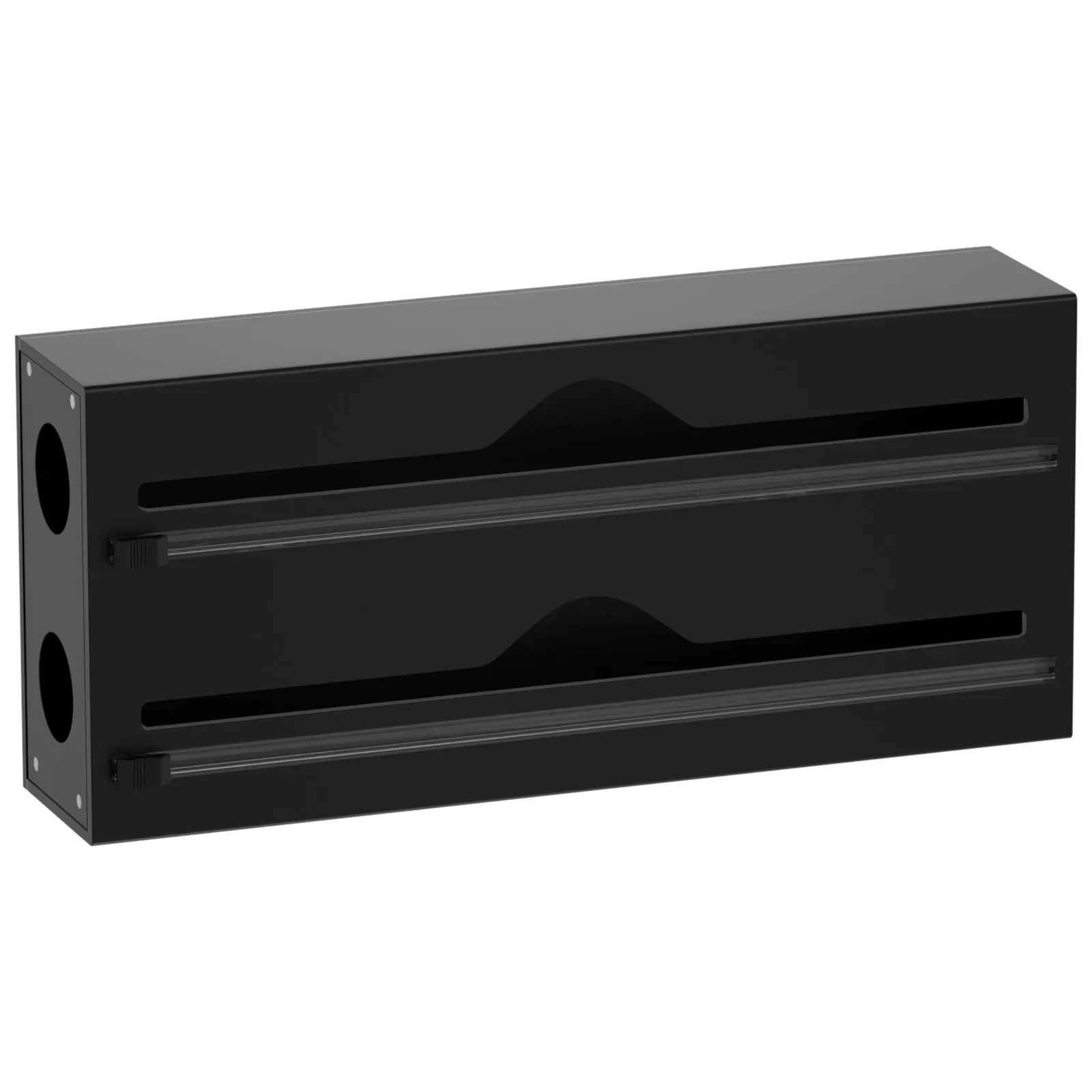 

Wholesale 2 Slot Tin Foil and Plastic Wrap Dispenser With Slide Cutter Wall Mounted Acrylic Wrap Dispenser for Kitchen