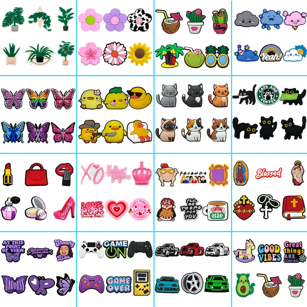 

6PCS Cute Cat Shoe Charms for Girls,Pink Heart Summer Casual Sandals Accessories Pins ,Animals Clog Buckle Pins for Shoes