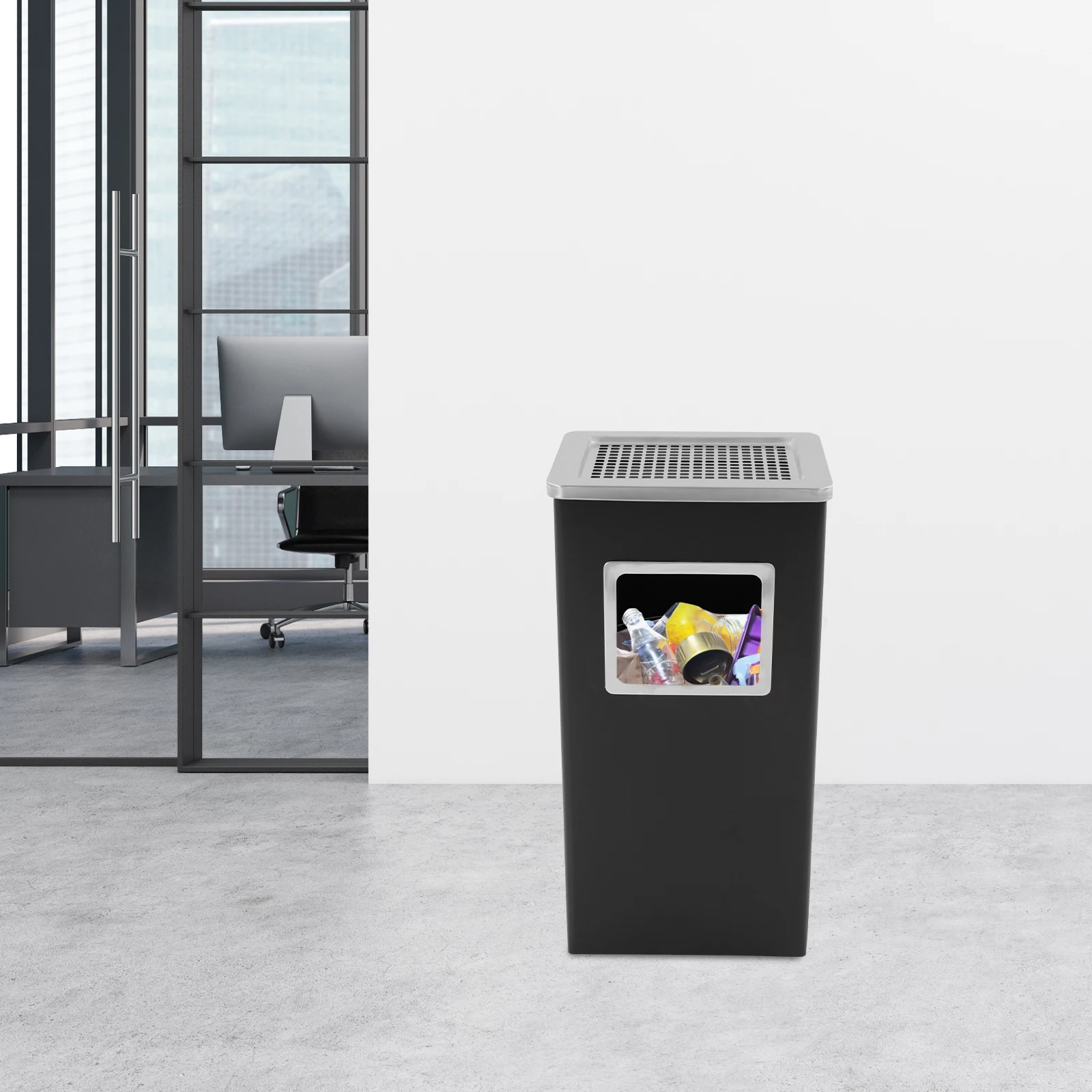 

Heavy Duty 61cm Tall Outdoor Indoor Trash Can with Large Capacity for Kitchen Yard Garden Park Patio Durable Waste Management