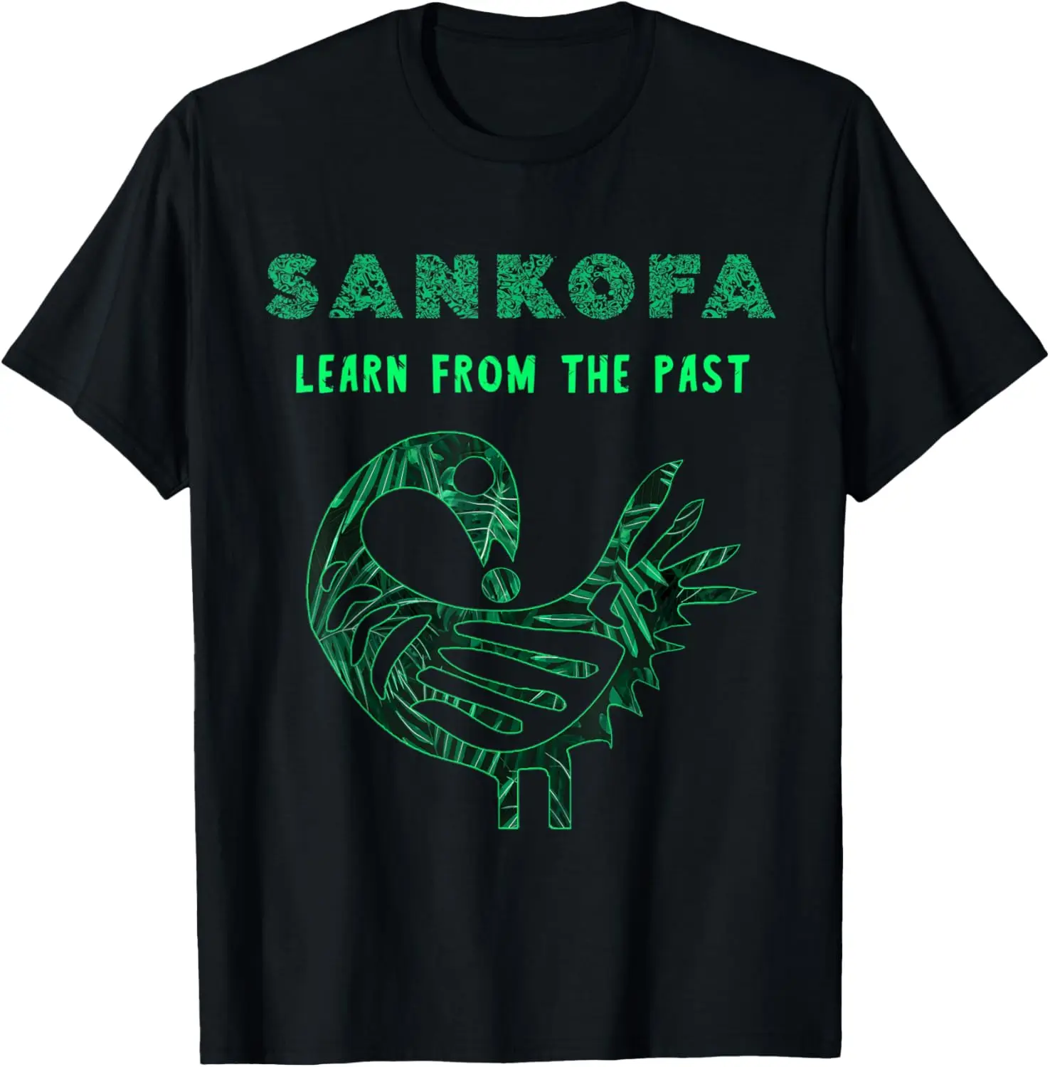 

Футболка Sankofa Bird с афроцентрическим символом Adinkra и лесным узором