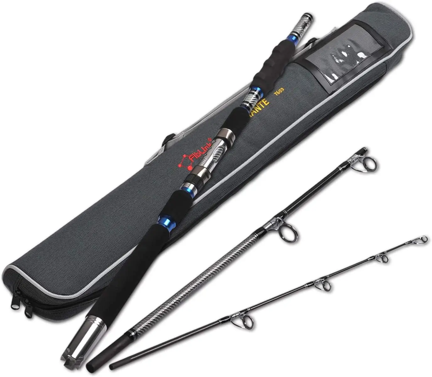 Heavy Graphite Spinning Rod 3-Piece Portable Fishing Rod, 30-50lb Test Line Capacity