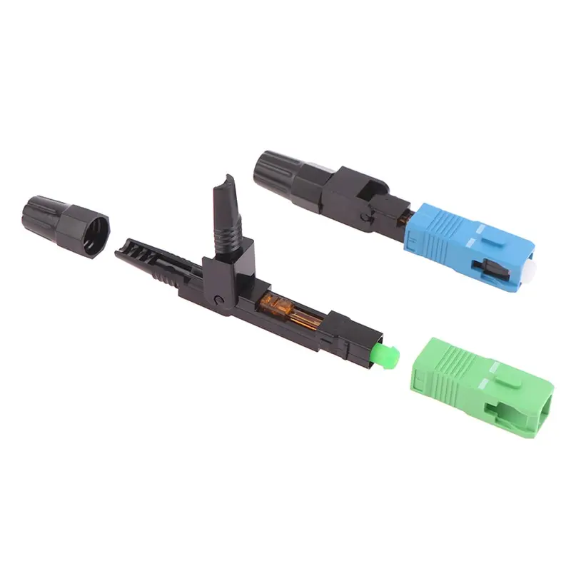 5pcs Embedded SC APC Fiber Optic Fast Connector Single Mode Fiber Optic Adapter FTTH Fiber Quick Connector Field Assembly