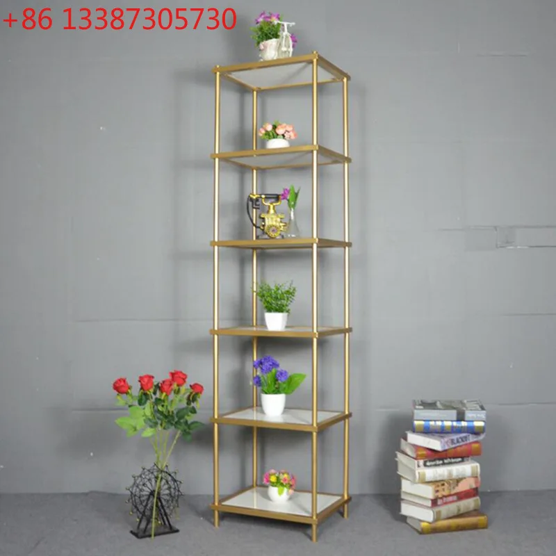 

Легкая роскошная золотая полка из кованого железа для домашней гостиной, многослойная полка для хранения цветочных горшков